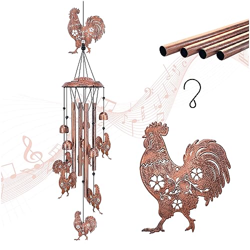 Chicken Wind Chimes Outdoor Chicken Gifts for Women/Men/Mom/Grandma Rooster Birthday Gifts Memorial Gift Metal WindChimes for Outside/Indoors, Home, Lawn, Porch, Patio, Garden Decor, Yard Decorations