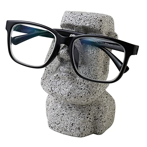 MAKOUYU Funny Spectacle Holder Sunglasses Display Stand Eyewear Holder Resurrection Island Statue Shaped Stand for Office Desk Home Decor Gifts （Portrait stone）