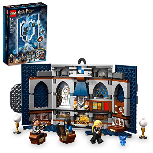 LEGO Harry Potter Ravenclaw House Banner Building Kit 76411-3D Harry Potter Room Wall Decoration, Great Gift Set for Boys Girls Kids, Hogwarts Castle Common Room, Luna Lovegood Minifigure and Wands
