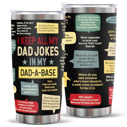 Fathers Day Dad Gifts from Daughter Son Wife, Funny Gifts for Dad Husband Grandpa Papa Step Dad, Unique Birthday Present Ideas for Father Men Him on Father's Day Christmas - Dad Joke Tumbler 20oz