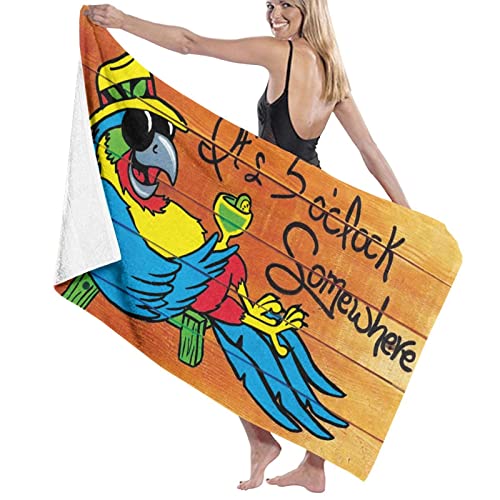 Dingtaifeng It's 5 O'Clock Somewhere Beach Towel Quick Dry Shower Swim Adults Bath Towels Hotel, Gym and Spa Multipurpose Towels 32x52 Inch