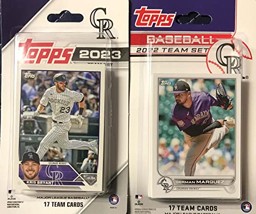 Colorado Rockies Topps Factory Sealed Team Set GIFT LOT Including the 2023 and 2022 Limited Edition 17 Card Sets for 34 EXCLUSIVE Rockies Cards Featuring 4 Rookie Cards Plus