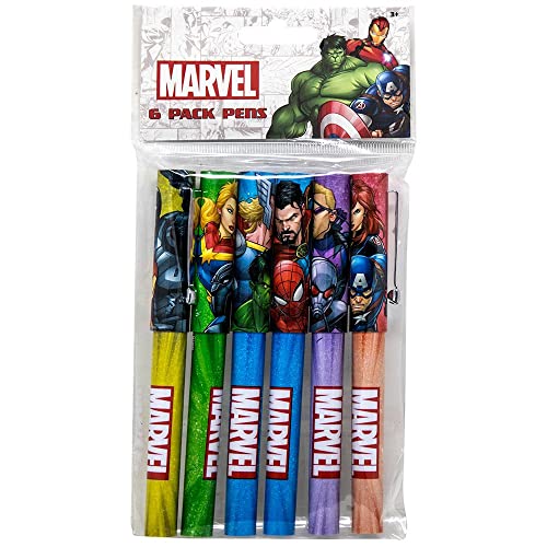 Disney Marvel Avengers Pen Set - 6 Pc Ballpoint Pens for Adults - Teenagers - Kids