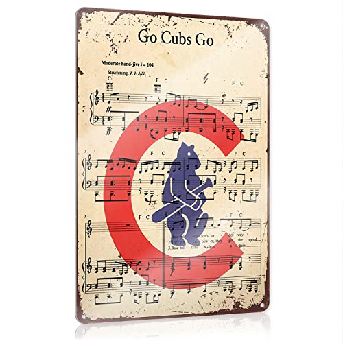 Aluminum Sign,Go Cubs Go Hey Chicago Tin Sign Wall Art Decor Metal Sign,Public Sign, Decoration Sign 8x12 Inch