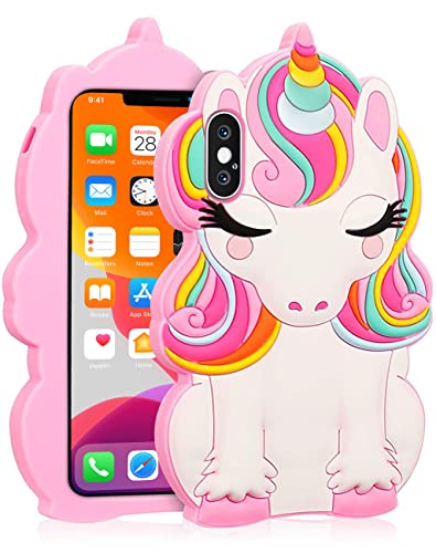 JoySolar Color Case for iPhone X/XS 5.8' Cute Silicone 3D Cartoon Character Animal Phone Cover for Kids Girls Cool Fun Kawaii Soft Funny Unique Cases for Apple X/XS