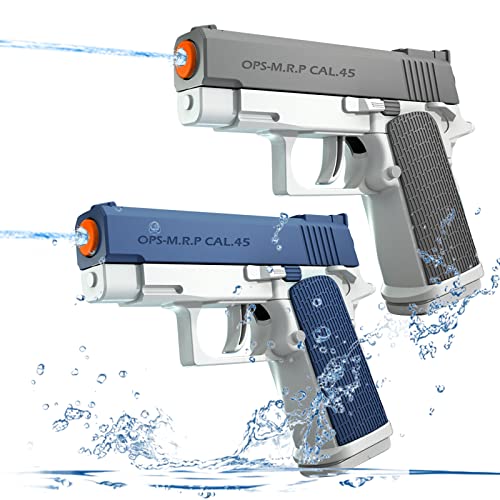 2 Pack Water Gun for Kids - Squirt Guns Water Blaster Soaker 100CC Capacity Water Pistol Toys for Boys Girls Toddlers, Ideal Summer Gifts for Swimming Pool Beach Outdoor Water Toys (Blue Gray)
