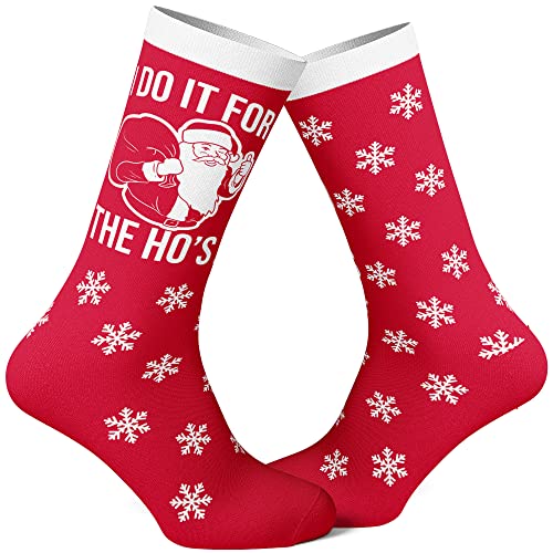 Crazy Dog T-Shirts Mens I Do It For The Hos Socks Funny Christmas Gag Gift Secret Santa Claus Sock Fun Graphic Novelty Footwear