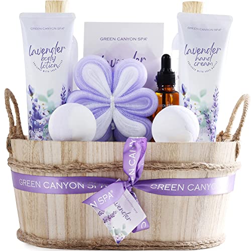 Spa Gift Baskets for Women 11pcs Lavender Bath Gift Set with Body Lotion, Essential Oil, Relaxing Spa Baskets for Women, Birthday Gifts, Christmas Gift，Mothers Day Gifts for Mom
