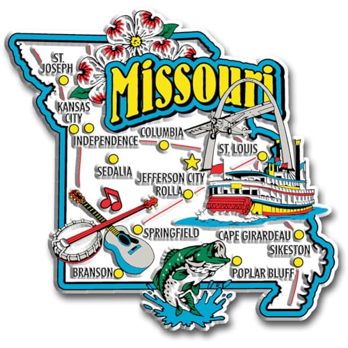 Missouri Jumbo State Magnet by Classic Magnets, 3.6' x 3.5', Collectible Souvenirs Made in The USA