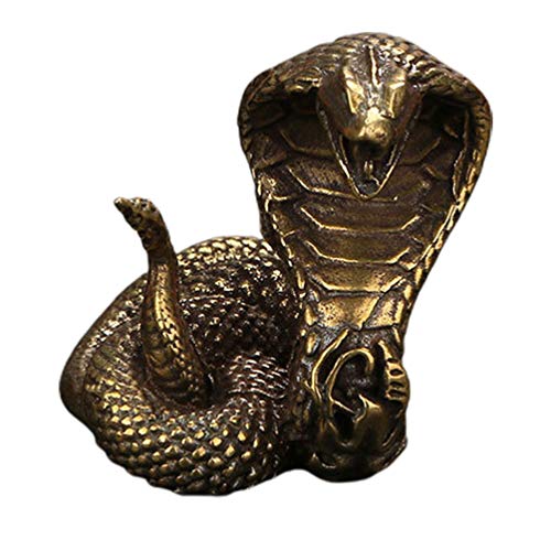 NUOBESTY Brass Cobra Snake Statue, Chinese Zodiac Snake Figurine Cobra Sculpture Desktop Adornment Home Decor Collectible Gift 1Pc