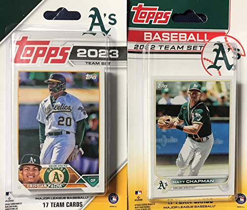 Oakland Athletics Topps Factory Sealed Team Set GIFT LOT Including the 2023 and 2022 Limited Edition 17 Card Sets for 34 EXCLUSIVE A's Cards with 5 Rookie Cards Plus