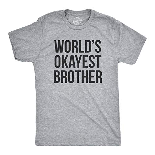 Mens Worlds Okayest Brother Shirt Funny T shirts Big Brother Sister Gift Idea (Grey) L