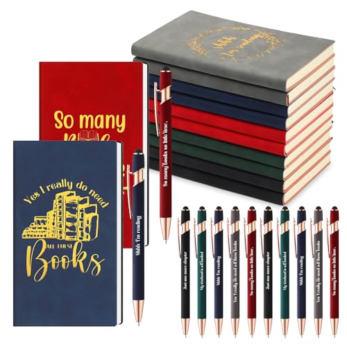 Fulmoon 10 Set Book Lovers Gifts Inspirational Notebooks and Pens Book Club Gift Bulk Book Lover Appreciation Gift for Teacher Librarian Writer Reader Student Coworker (Classic Colors)
