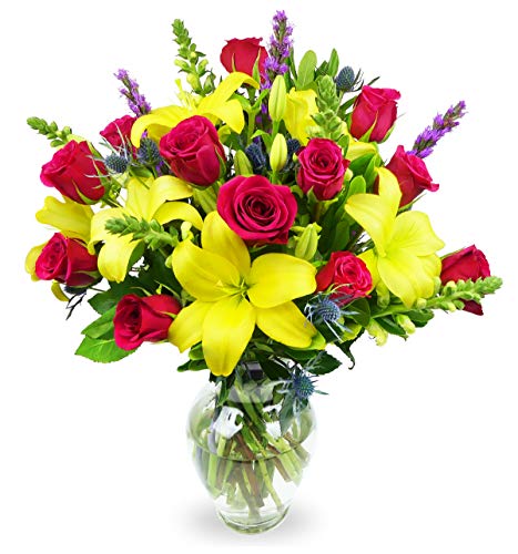 BENCHMARK BOUQUETS - Joyful Wishes (Glass Vase Included), Next-Day Delivery, Gift Mother’s Day Fresh Flowers