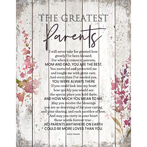 DEXSA Greatest Parents Wood Plaque - Made in the USA - 11.75 in x 15 in - Classy Vertical Frame Wall Hanging Decoration | Mom & Dad, you are the Best | Christian Family Religious Home Decor Saying