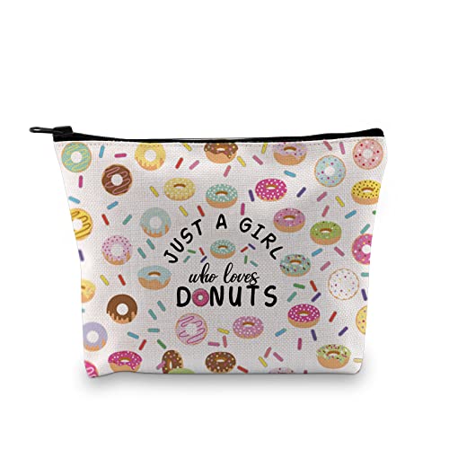 XYANFA Funny Donut Makeup Bag Donut Girl Gift Donuts Lover Gift Donut JUST A GIRL Who Loves DONUTS Cosmetic Bag For Foodies (JUST A GIRL DONUTS)