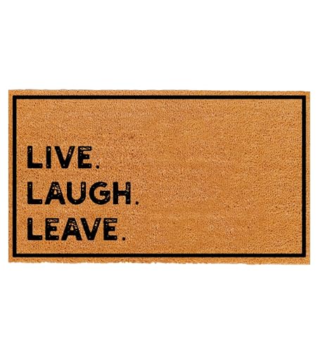 THEODORE MAGNUS Natural Coir Doormat with Non-Slip Backing - 17 x 30 - Outdoor/Indoor - Natural - Live Laugh Leave - COIR-1730-15-405