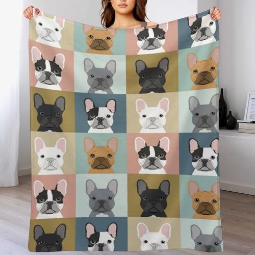 French Bulldog Dog Blanket for Boys Girls, Bulldog Dog Lovers Gifts, Fleece Bulldog Dog Throw Blanket for Kids Adults,Super Soft Warm Blanket Lightweight Flannel Blankets for Bed Couch 50'x40'
