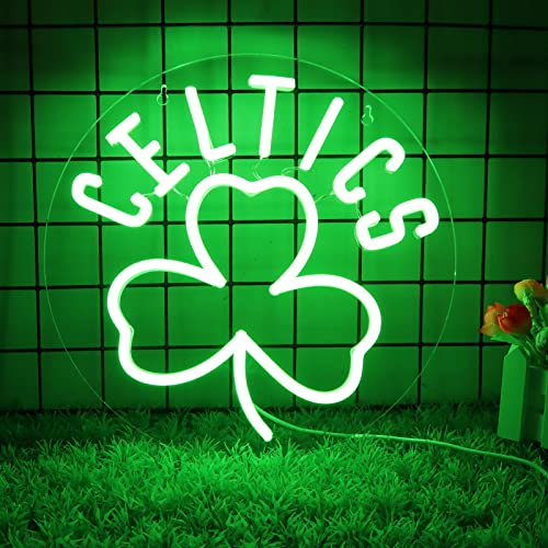 JFLLamp Celtics Neon Signs for Wall Decor Basketball Neon Lights for Bedroom Led Signs Suitable Christmas Birthday Party Boston Celtics Fans Gift