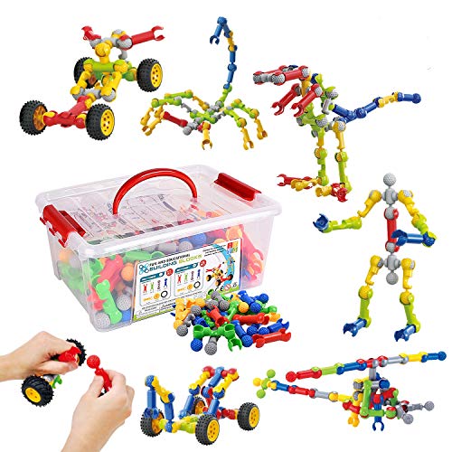 Huaker Kids Building STEM Toys,125 Pcs Educational Construction Engineering Building Blocks Kit for Ages 3 4 5 6 7 8 9 10 Year Old Boys and Girls,Best Gift for Kids Creative Games & Fun Activity