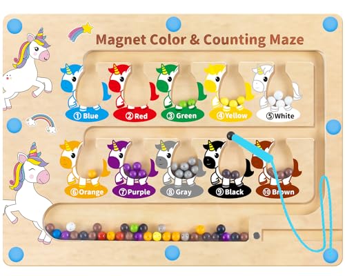 HONGID Magnetic Color and Number Maze,Uniorn Gifts for Girls,Montessori Toys for 2 3 4 5 Year Old,Learning Educational Sensory Toys for Toddlers and Kids Boys Girls, Stocking Stuffers for Kids