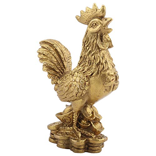 2.36x1.97x3.94in Brass Rooster Statue Symbol of Luck and Wealth Chinese 12 Zodiac Chicken Figurines Feng Shui Ornament for Home Office Collection Decoration
