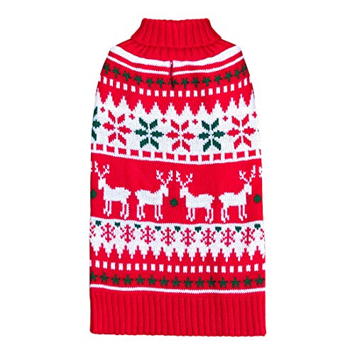KYEESE Christmas Dog Sweaters for Small Dogs Snowflake Reindeer Dog Sweater with Leash Hole Ugly Dog Holiday Sweater Pet Sweater Pet Clothes