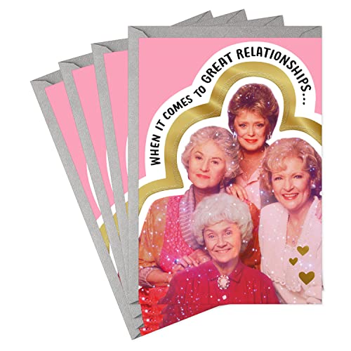 Hallmark Golden Girls Valentines Day Cards, Pack of 4 (Great Relationships) Galentines Day, Friendship Cards, All Occasion Cards