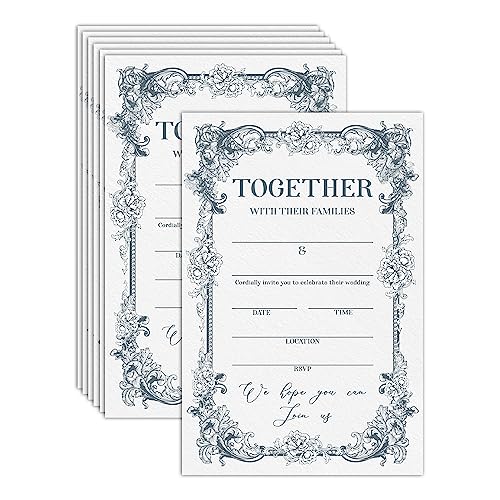 ESAMP Vintage Floral Wedding Invitations, Fill-in Watercolor Wedding Party Invitation Kit, Party and Receptions Supplies (25 Cards and Envelopes), Perfect for the Wedding Shower-18