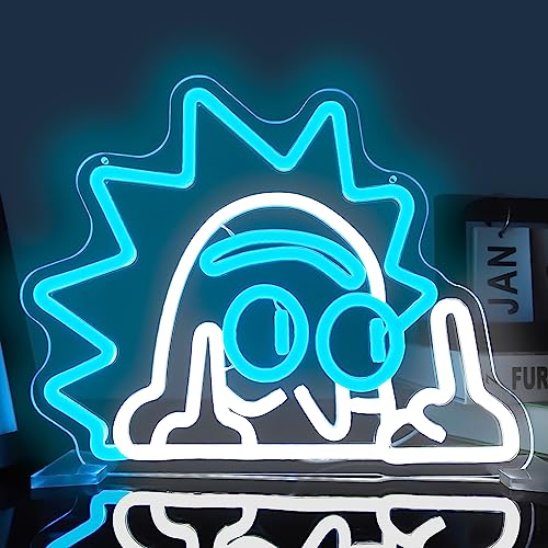 Anime Neon Sign Rick Neon Lights Signs Dimmable LED Signs for Wall Light Up Signs for Bedroom Man Cave Boys Room Bar Party Christmas Birthday Gifts for Teens Kids