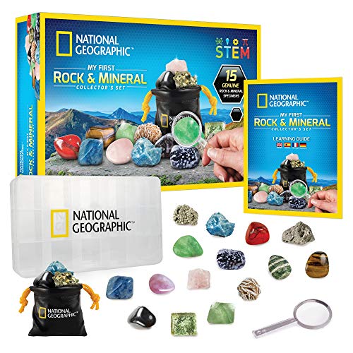 NATIONAL GEOGRAPHIC Rock & Mineral Collection - Rock Collection Box for Kids, 15 Gemstones and Crystals for Kids, Geology for Kids, Crystal Collection, Science Kit, Rock Gift (Amazon Exclusive)