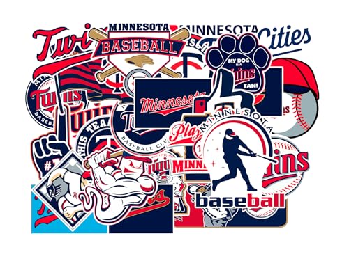 25 PCS Minnesota American Twins Baseball Stickers for Water Bottle, Laptop, Bicycle, Computer, Motorcycle, Travel Case, Car Decal Decoration Sticker