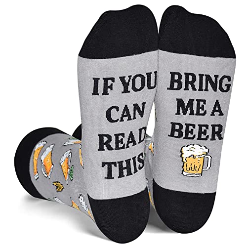 GOLIN Funny Saying If You Can Read This Bring Me Beer Crew Socks for Beer Lovers Gift