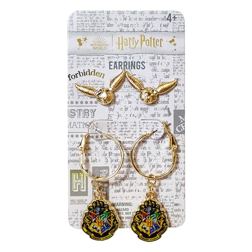 Harry Potter Earrings 2 Hypoallergenic Earrings for Girls 1 Stud Earrings 1 Fishhook Drop Earrings Sets with Charms One Size Fits All Harry Potter Jewelry for Women Harry Potter Accessories Ages 4+