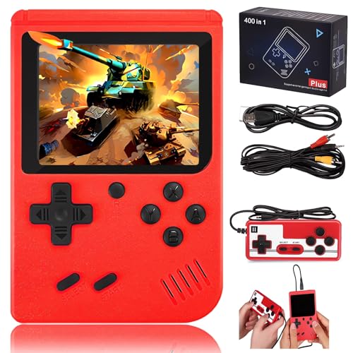 Retro Handheld Game Console Gameboy Handheld Games for Kids GameTendo - Over 400 Nostalgic Games Video Games Support Two Players Play on TV (Red)