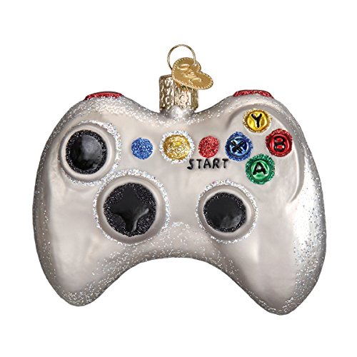 Old World Christmas Ornaments: Video Game Controller Glass Blown Ornaments for Christmas Tree (44094), Glitter Multi
