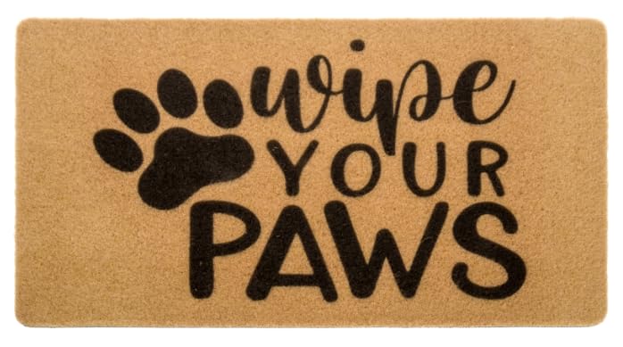 Vikodah Wipe Your Paws Welcome Outdoor Indoor Door Mat - Entrance Nonslip Coir Doormat Dog Lovers New Home Closing Housewarming Gift