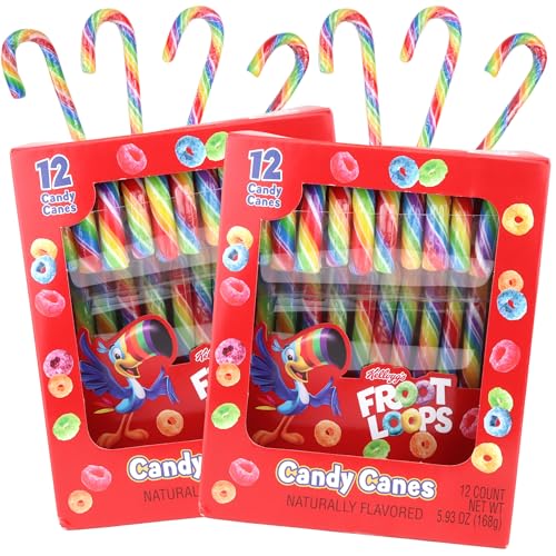 Froot Loops Candy Canes, Limited Edition Fruit Flavored Stocking Stuffers, 5.93 Ounces, 2 Boxes