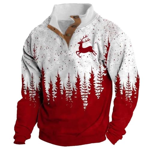 Funny Ugly Christmas Sweatshirts for Men Mens Snowflake Graphic Print Long Sleeve Stand Collar Oversized Holiday Vacation Shirts Sweater Pullover Tops Sweaters Sweatshirt Gifts for Men 2024