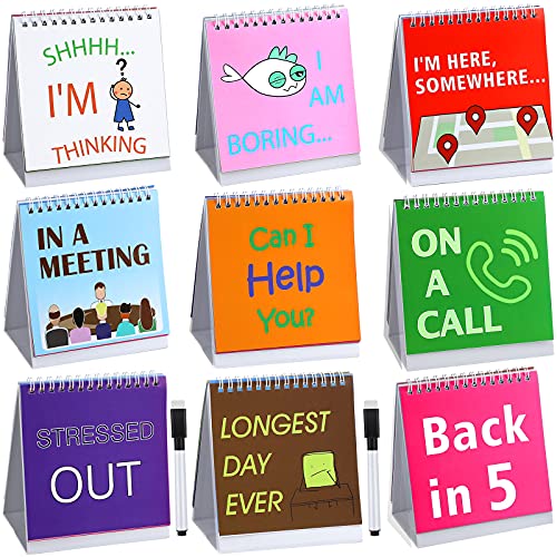 Outus Funny Desk Office Signs Funny Picture 30 Different Fun and Flip-over Messages Calendar with 2 Pieces Black Pens Funny Desk Accessories and signs for Work Business Office Gifts(Expression Style)