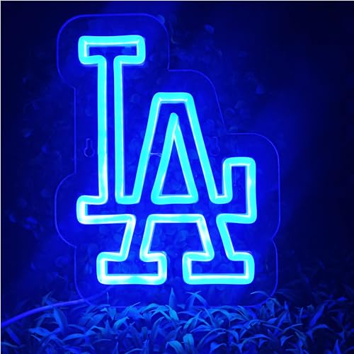 Los Angeles Dodgers Neon Sign, Dimmable LA Baseball Team Neon Light for Party, Bar, Man Cave,Game Room Decor Man Birthday Gift (blue)