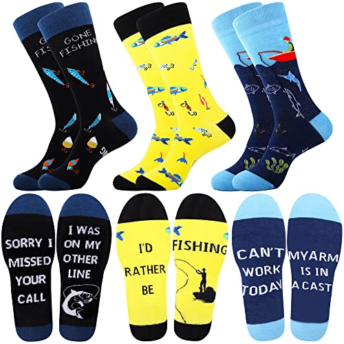 Jeasona Fishing Gifts for Men Funny Fun Crazy Funky Dress Crew Fishing Socks