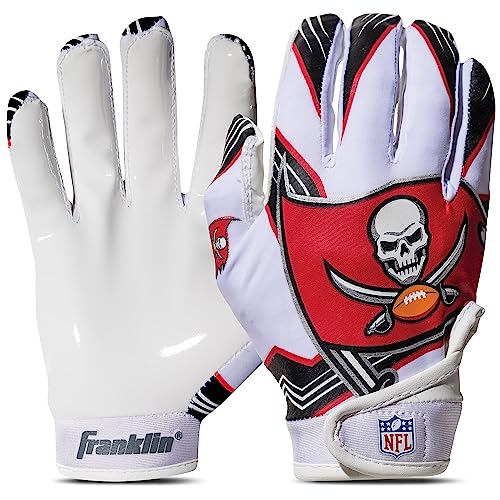 Franklin Sports Tampa Bay Buccaneers Youth NFL Football Receiver Gloves - Receiver Gloves for Kids - NFL Team Logos and Silicone Palm - Youth S/XS Pair