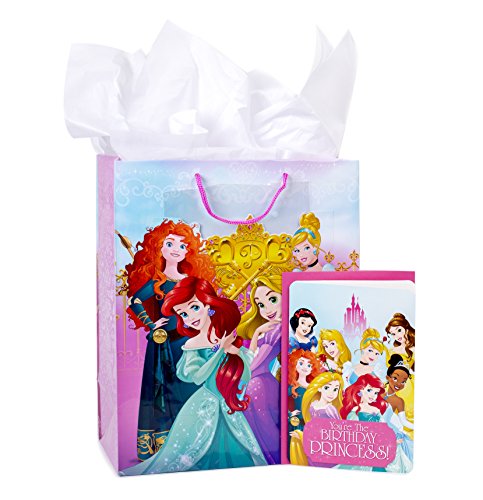 Hallmark 13' Large Gift Bag with Birthday Card and Tissue Paper (Disney Princesses)