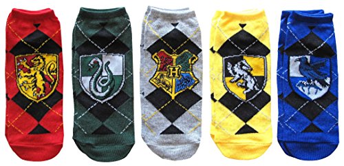 Hyp Harry Potter House Crests Argyle Pattern Juniors/Womens 5 Pack Ankle Socks