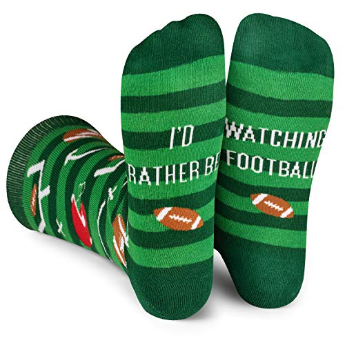 I'd Rather Be - Funny Socks For Men & Women - Gifts For Golfing, Hunting, Camping, Hiking, Skiing, Reading, Sports and more (US, Alpha, One Size, Regular, Regular, Watching Football)