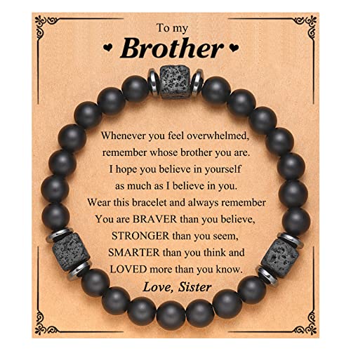UPROMI Brother Gifts from Sister, Christmas Birthday Fathers' Day Gifts for Brother Adult Older Big Brother Little Brother Gift, Brother Bracelet Graduation Valentine's Day Ideas