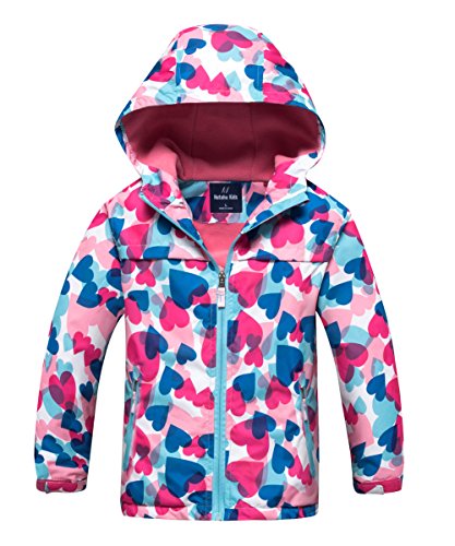 M2C Girls Outdoor Patterned Fleece Lined Light Windproof Jacket with Hood 8/9 Pink
