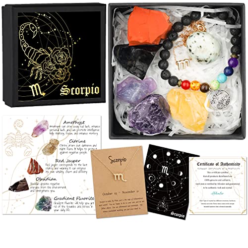 Scorpio Zodiac Gifts Mother's Day Gifts for Mom Grandma - Spiritual Gifts Horoscope Gifts Birthday Gifts for Mom Women Astrology Gifts for Women Astrology Crystal Set and Healing Stone Gifts