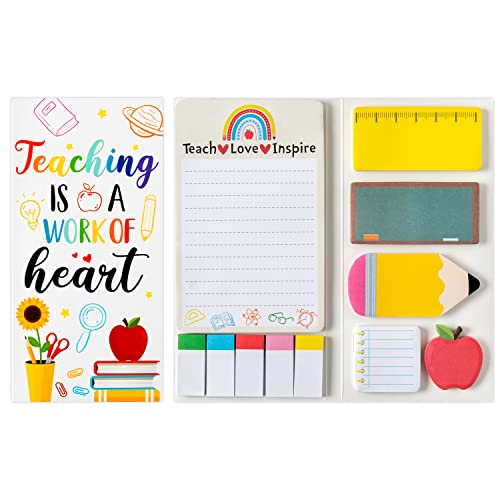 Xqumoi Teaching is A Work of Heart Sticky Notes Set Blackboard Self-Stick Note Pads Teacher Appreciation Gift Writing Memo Pads School Office Supplies